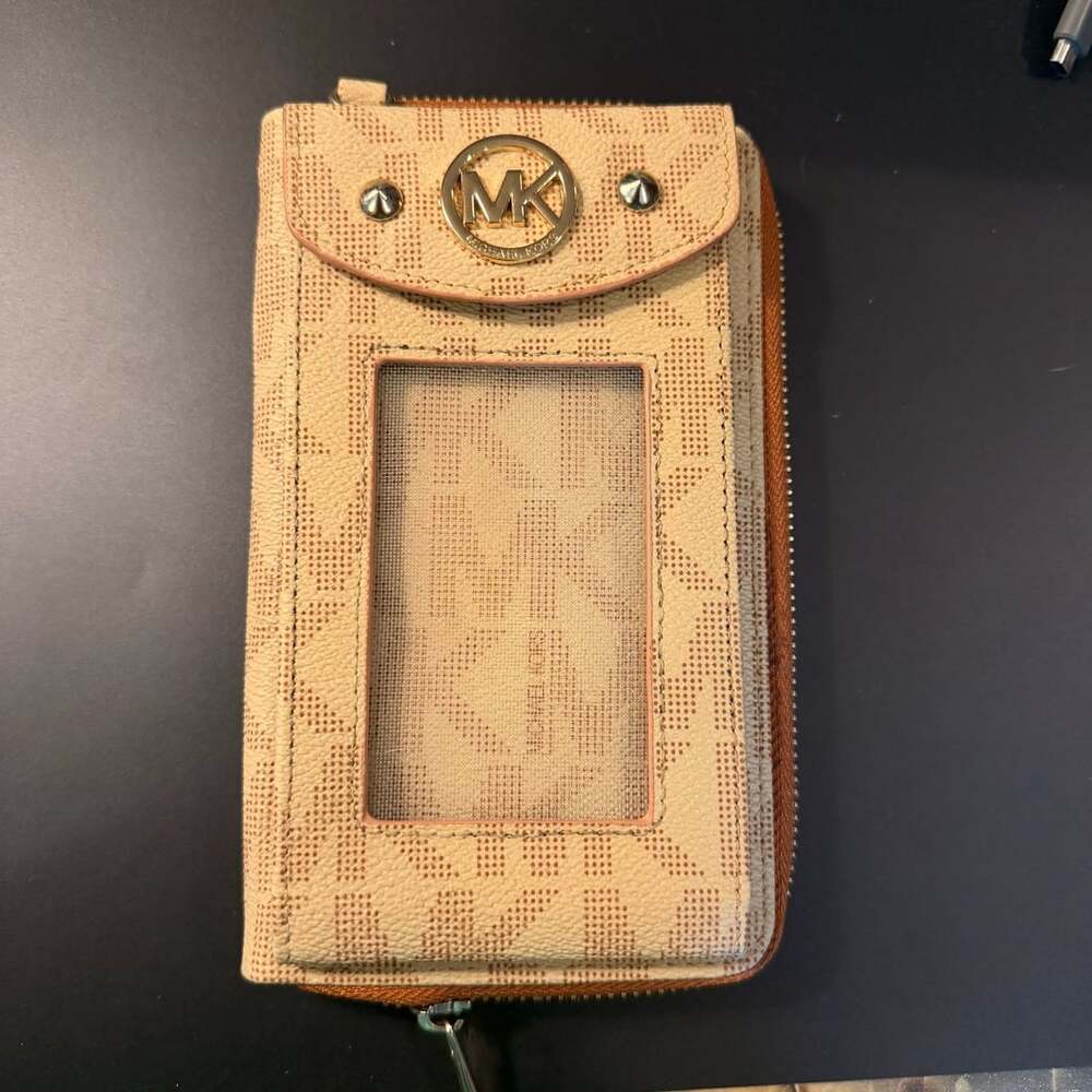 Michael Kors Monogram Phone Wallet Crossbody Bag ID Holder